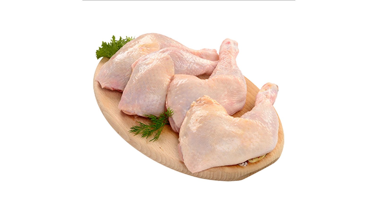 Raw chicken leg quarters
