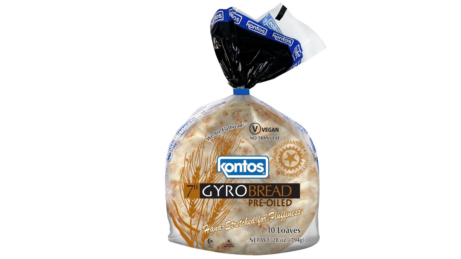 Kontos gyro pita bread in a ten-loaf bag